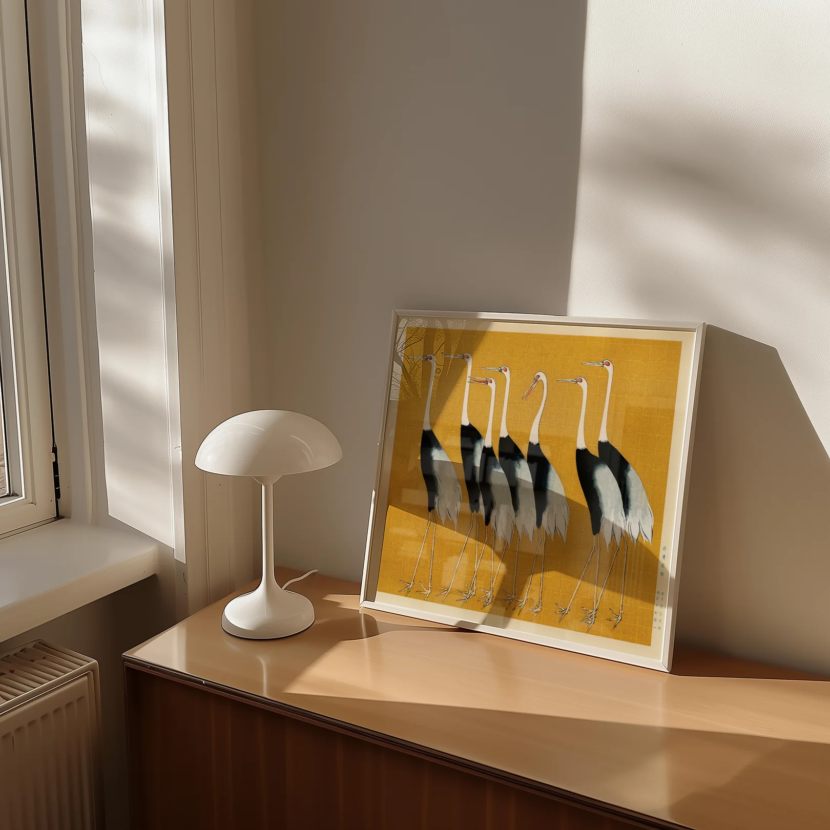 Image of poster A Traditional Portrait of a Flock of Beautiful Japanese Red Crown Crane by Ogata Korin