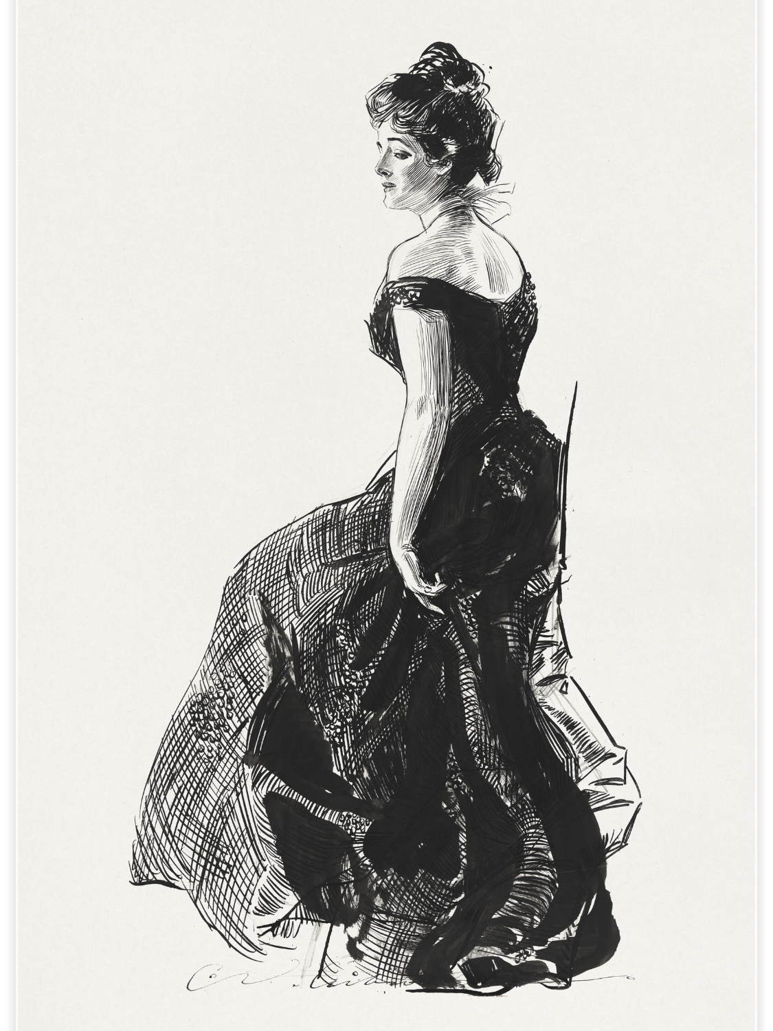 Bild på Woman in black evening dress