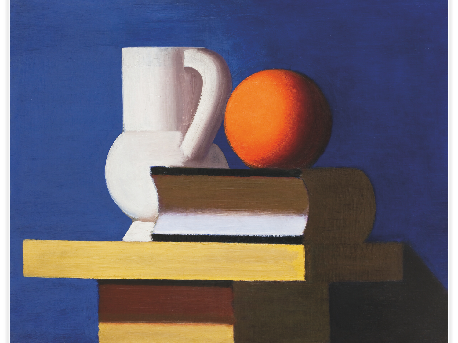 Bild på Arrangement with white jug, orange and book