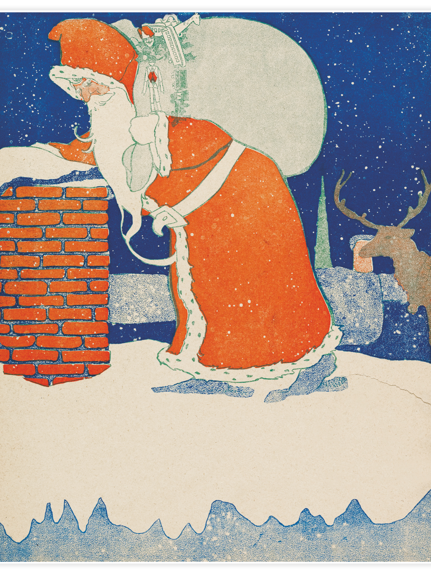 Vintage Santa Claus at Chimney