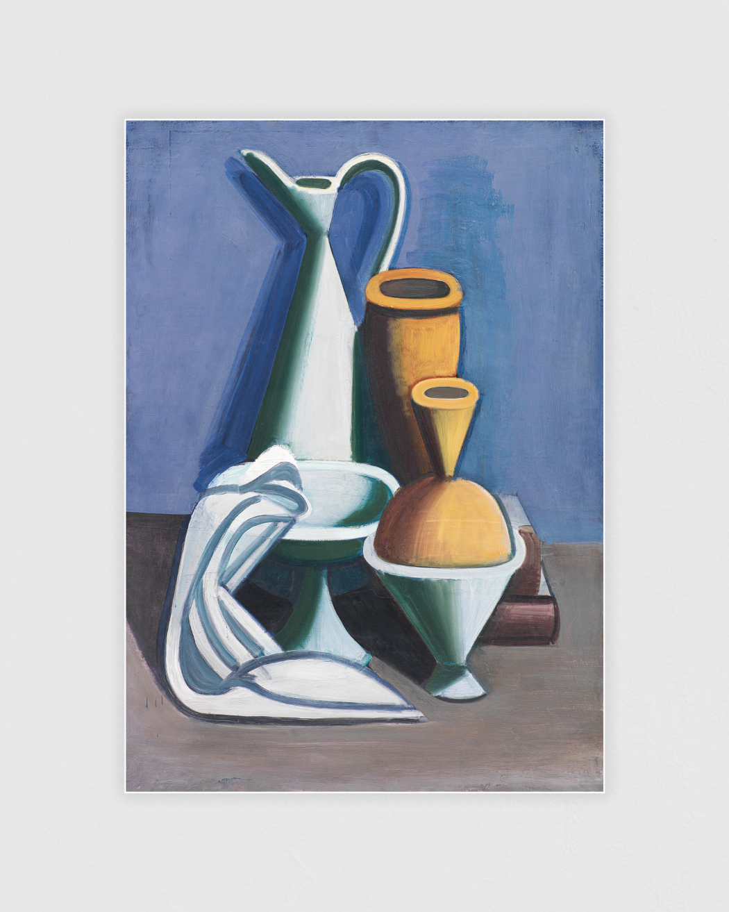 Arrangement with watering can, towel and jars