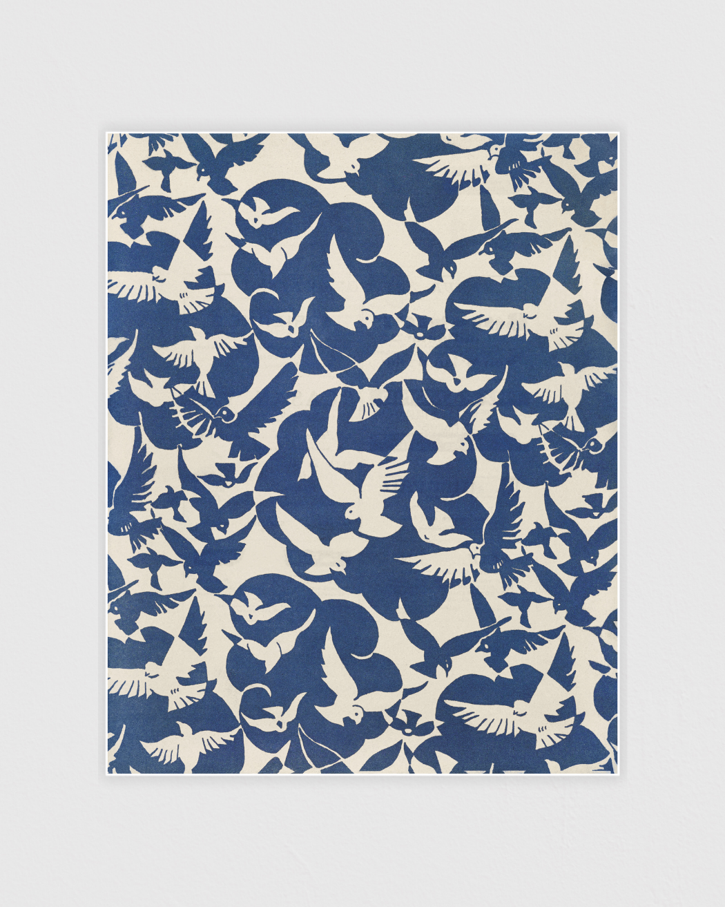 Pigeons in white and blue