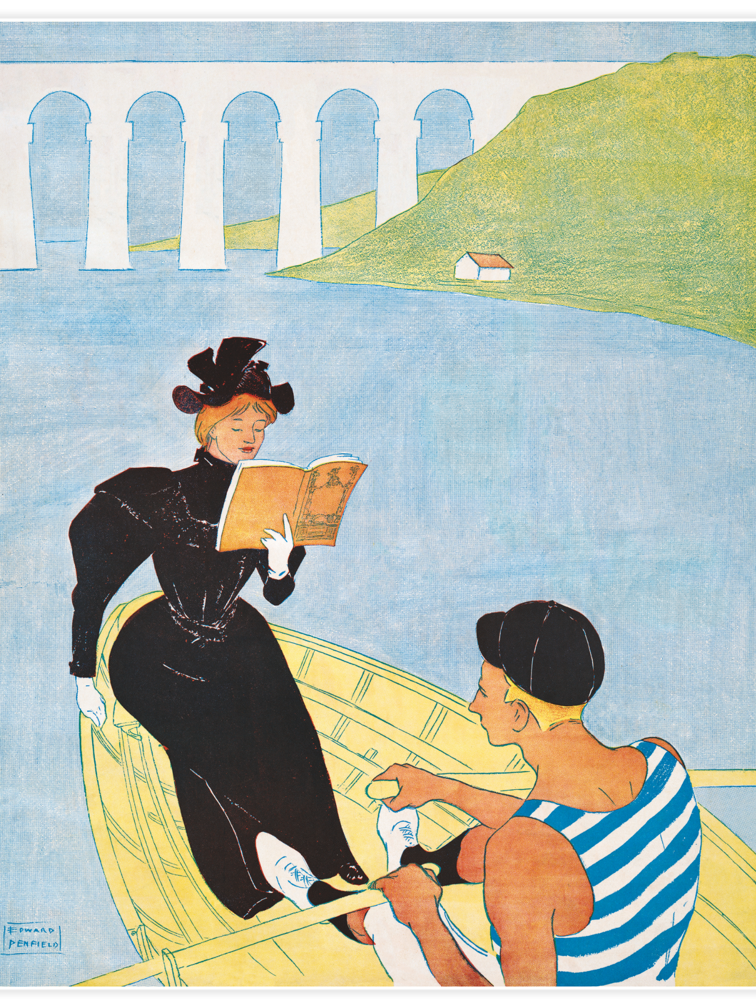 Woman reading in a row boat
