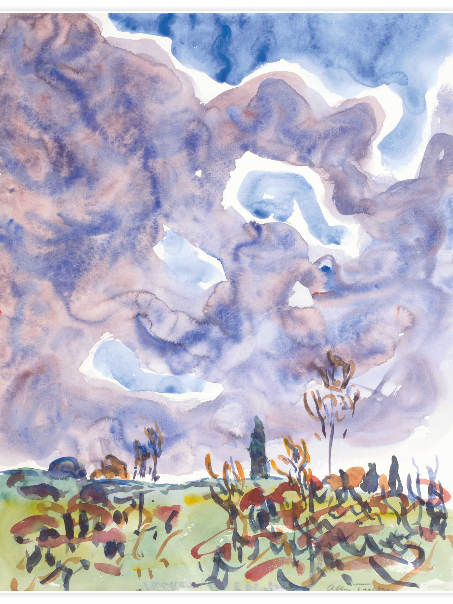 Watercolor No. 31, Landscape with Clouds