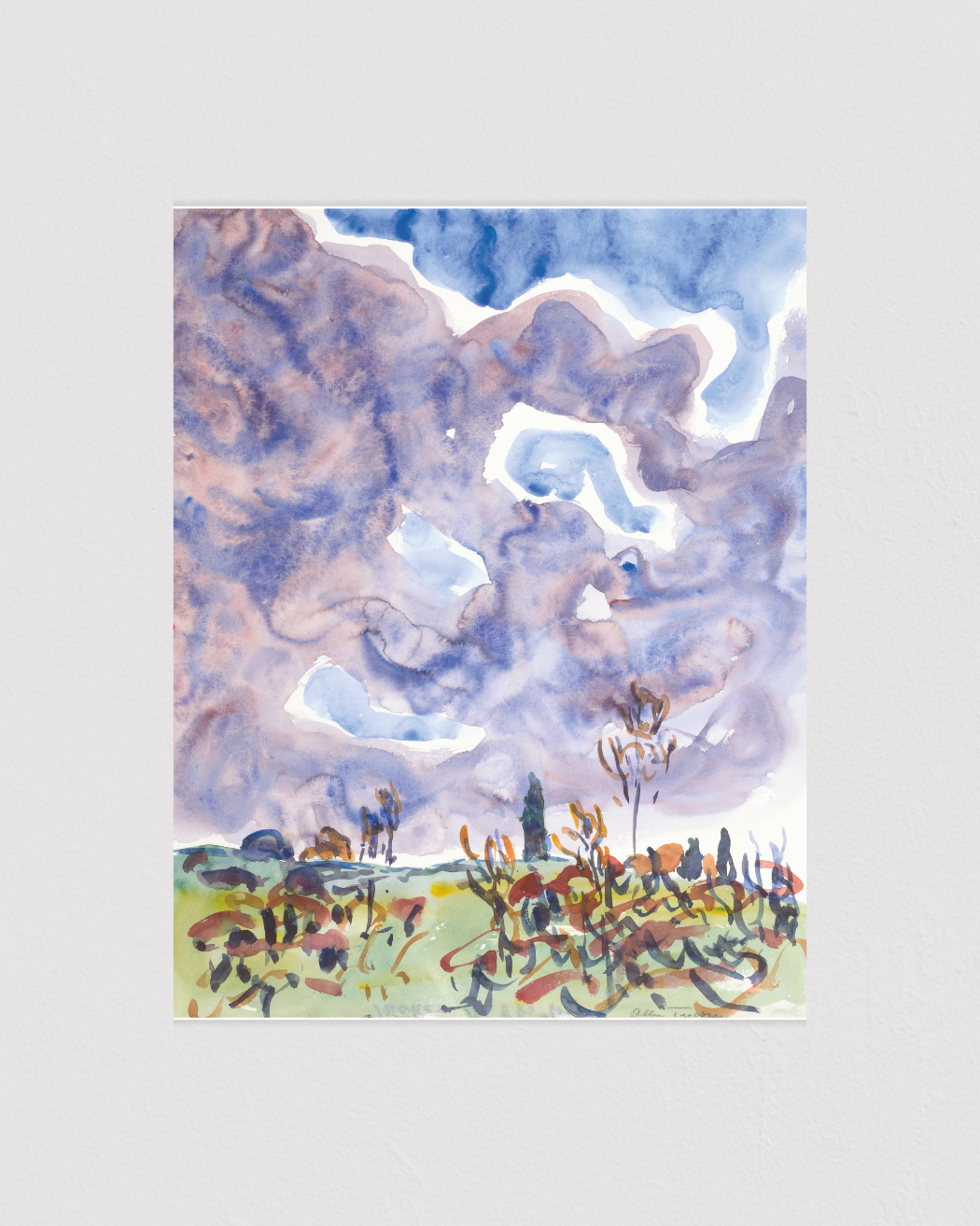Watercolor No. 31, Landscape with Clouds