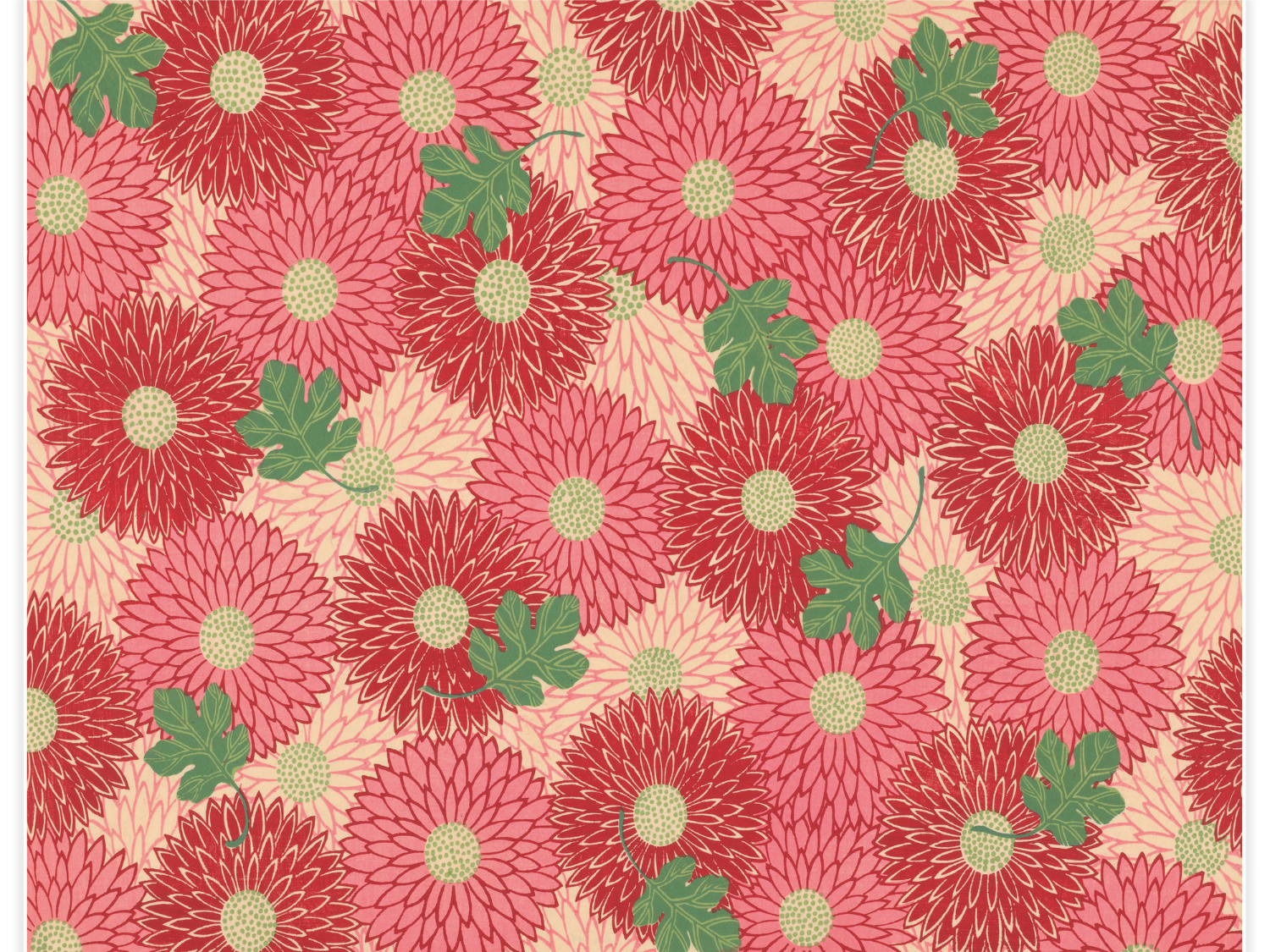 Blad met patroon van chrysanten