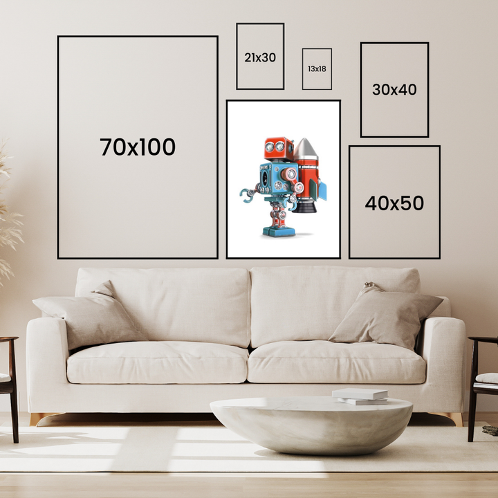 Retro Robot Med Raket Poster