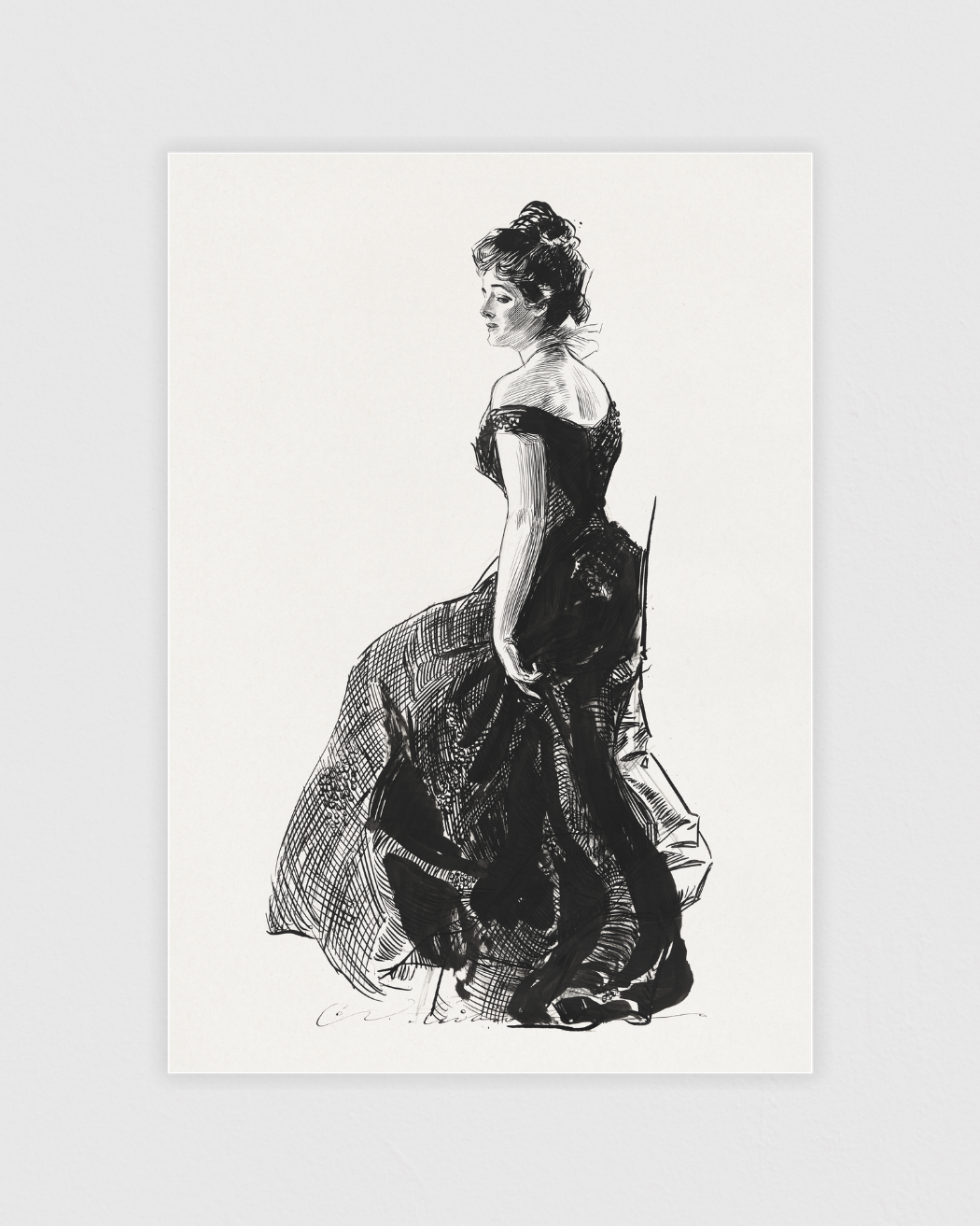 Woman in black evening dress