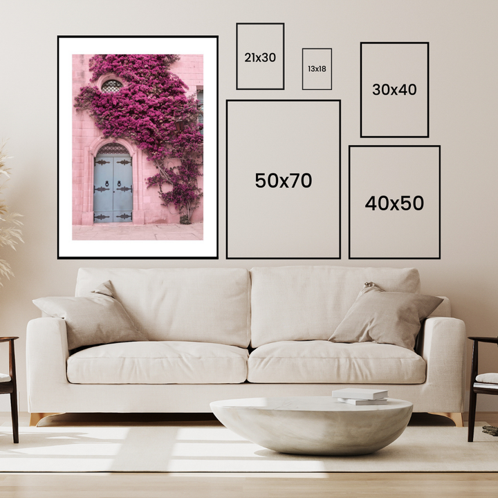 A Wall Of Pink Flowers Poster