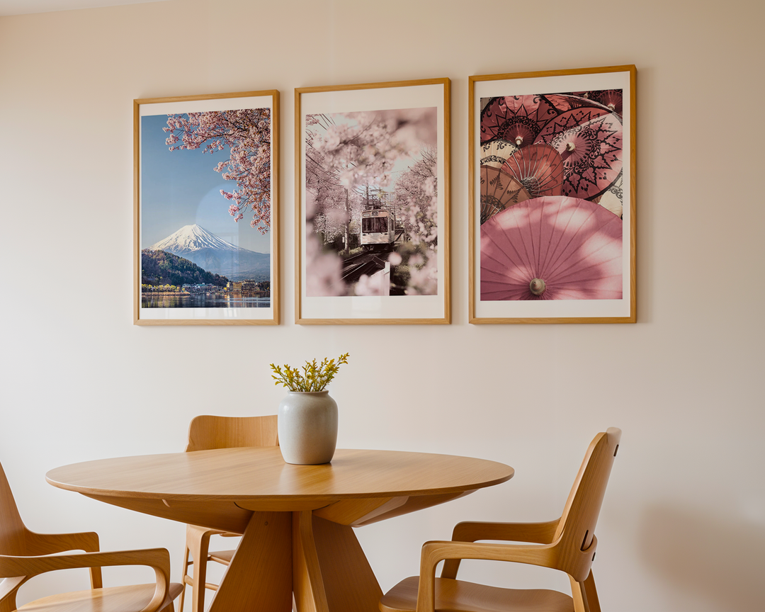 Volcano And Cherry Blossoms Poster