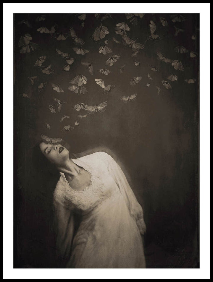 Woman And Butterflies Poster