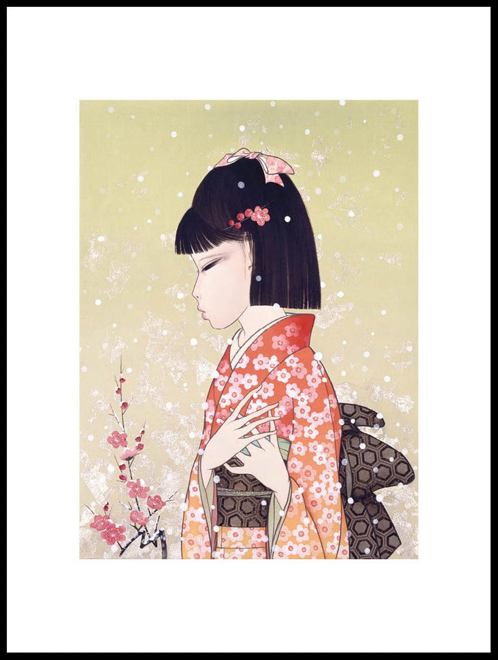 Flickan I Blommig Kimono Poster