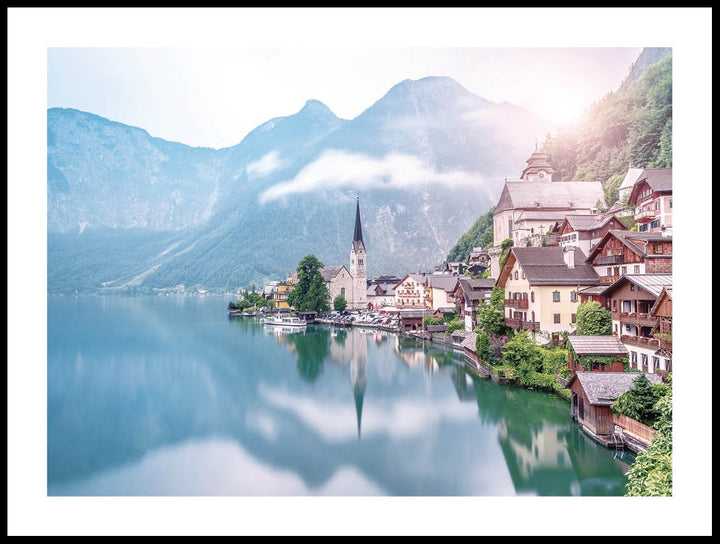 Alpine Village Next To Lake Poster