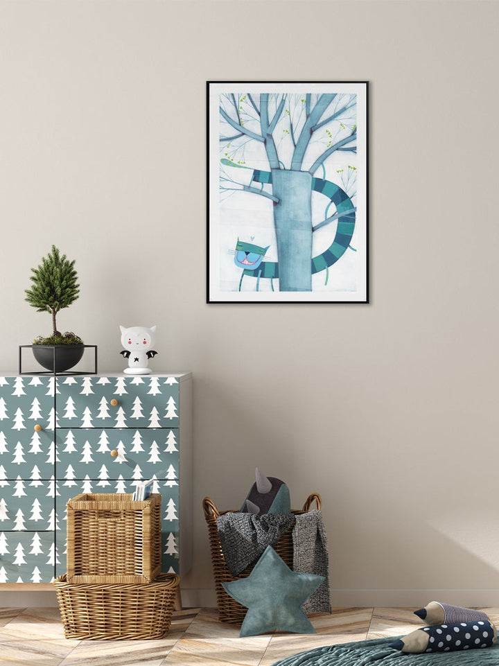 Blue Cat And Tree Poster