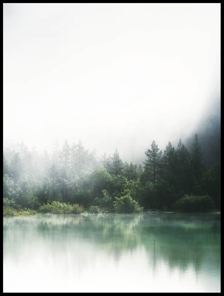 Foggy Morning On Lake Poster