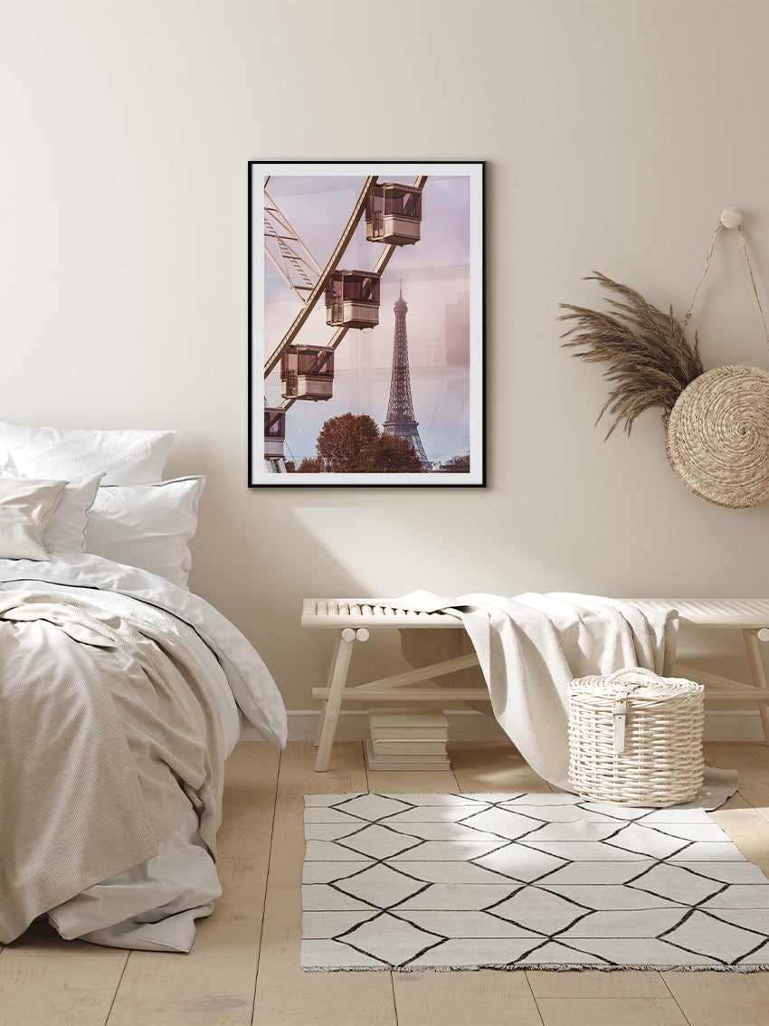 Eiffel Tower And Ferris Wheel Poster