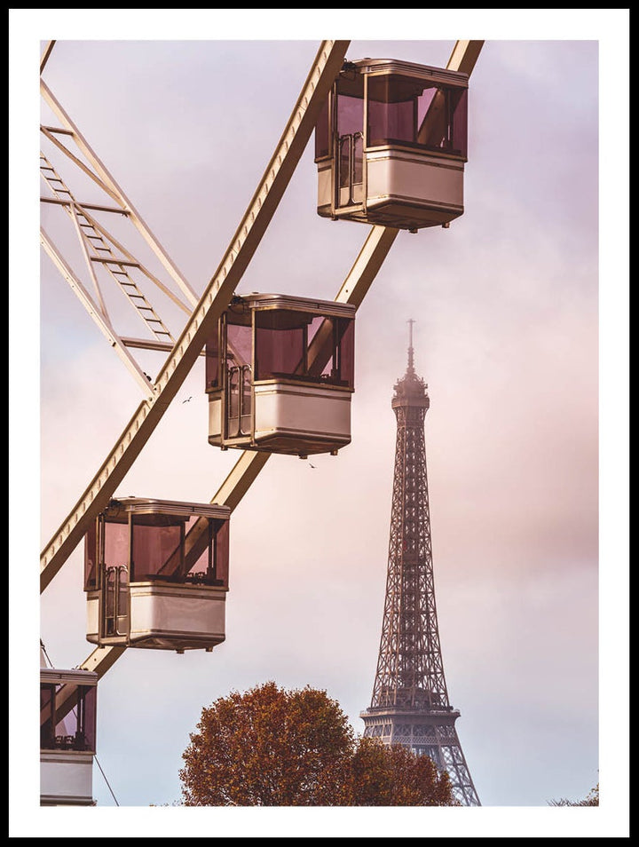 Eiffel Tower And Ferris Wheel Poster