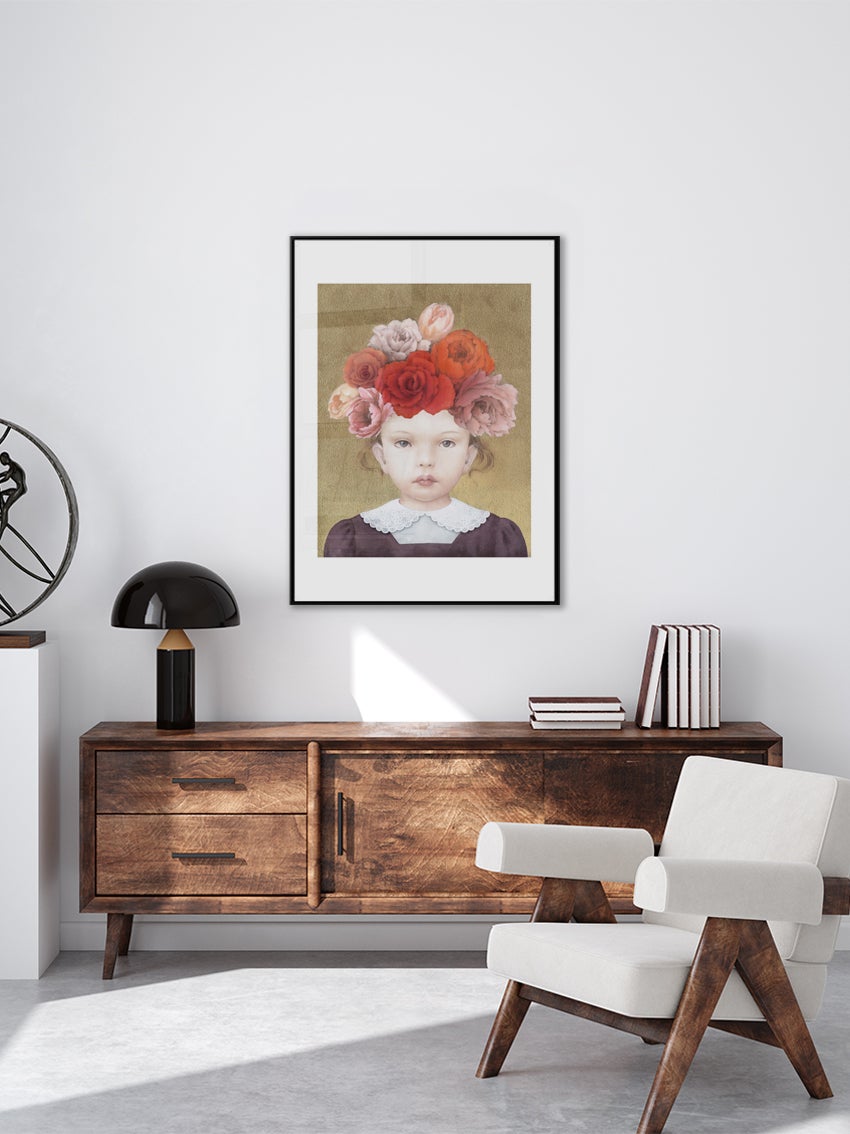 Girl With Flowers Poster