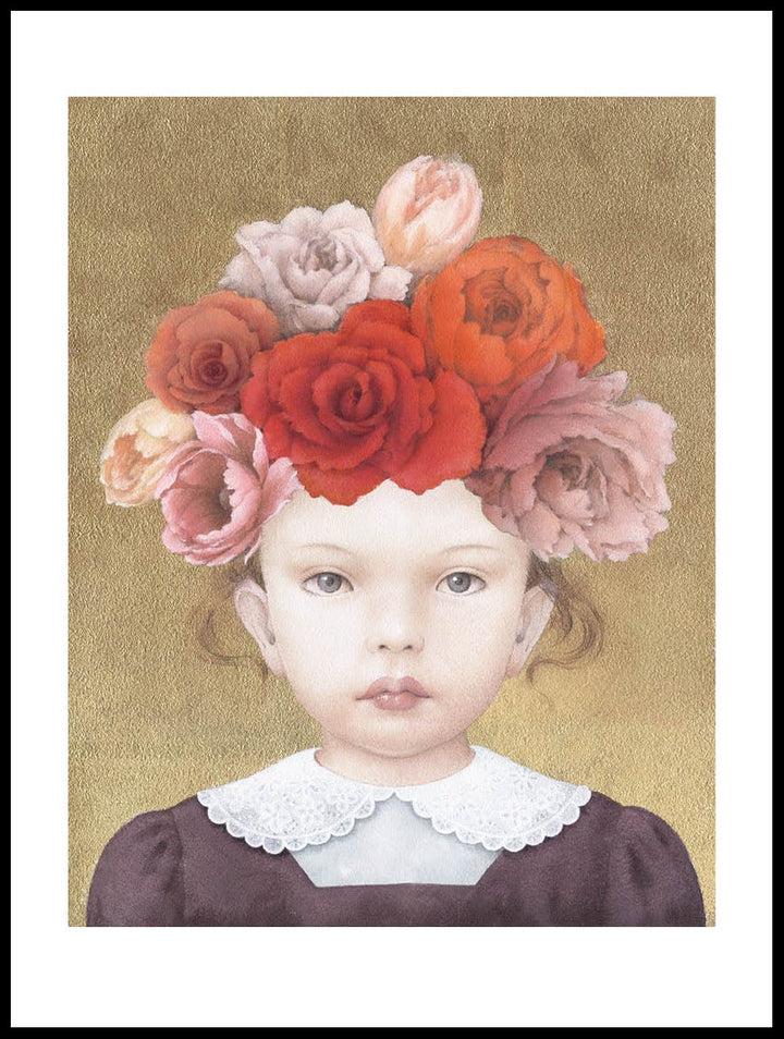 Girl With Flowers Poster