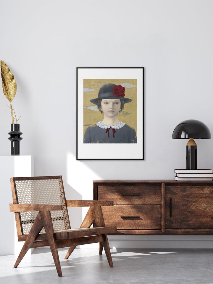 Girl With Black Hat Poster