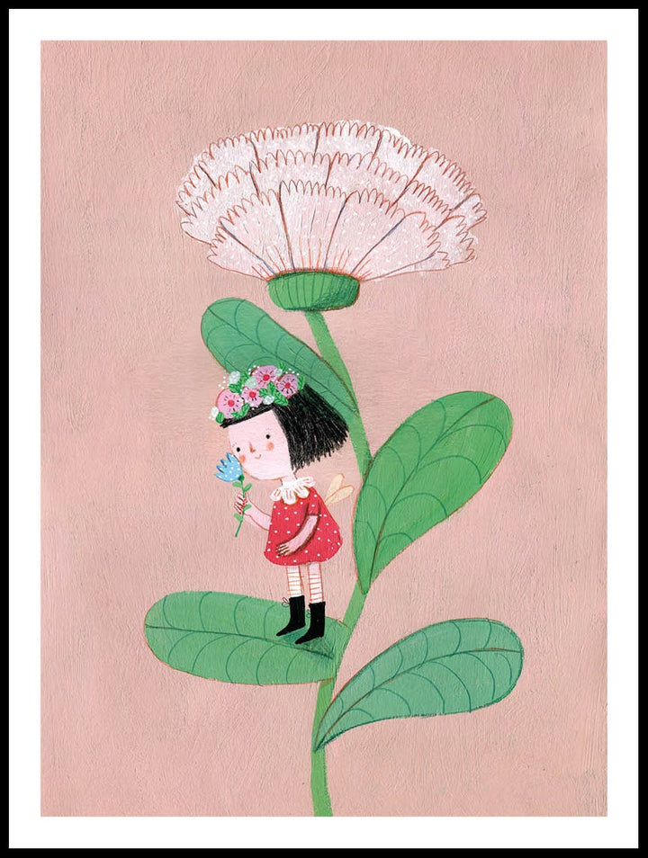 Girl And Flower Poster