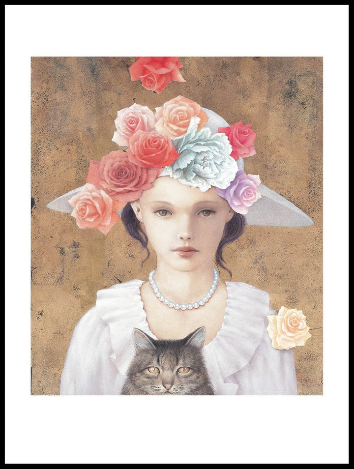 Girl And Cat Poster