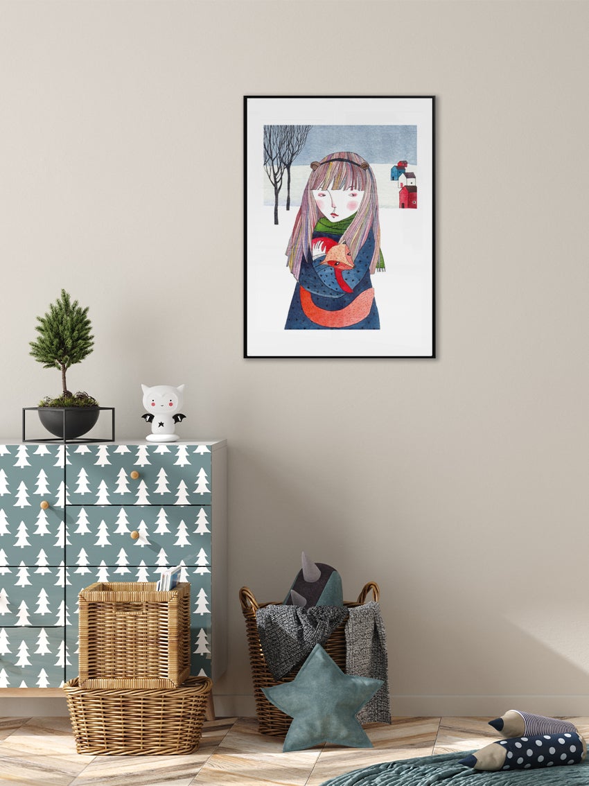 Girl And Fox Poster