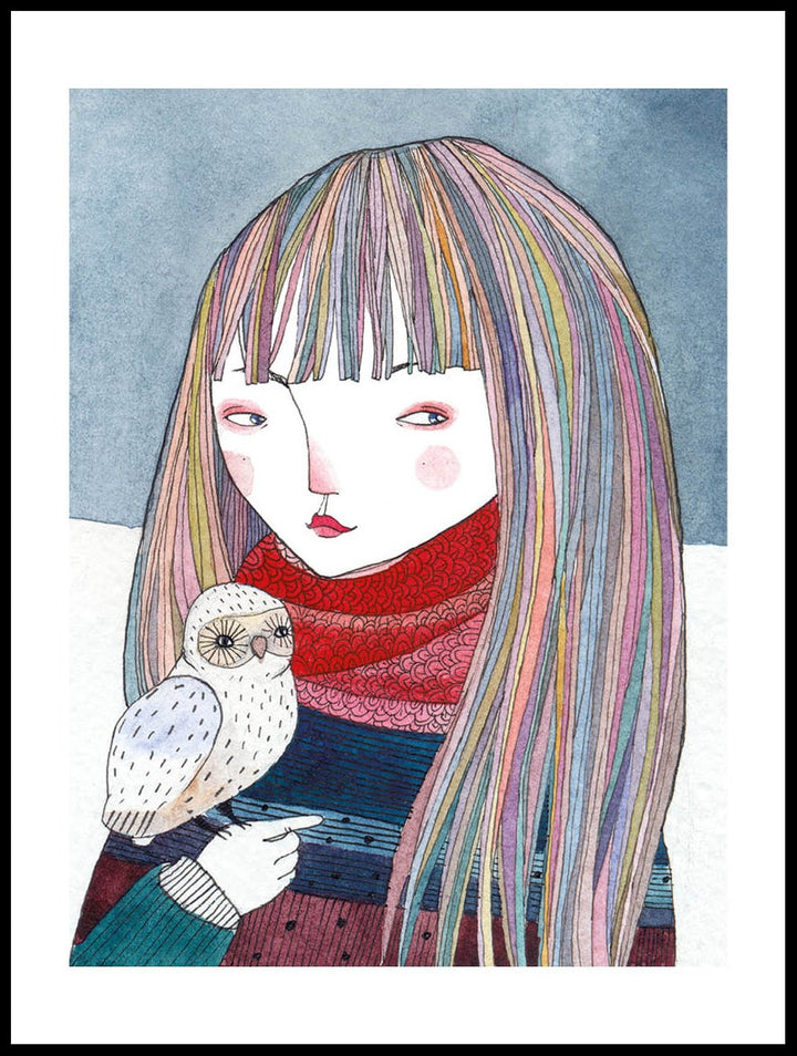 Girl And Owl Poster