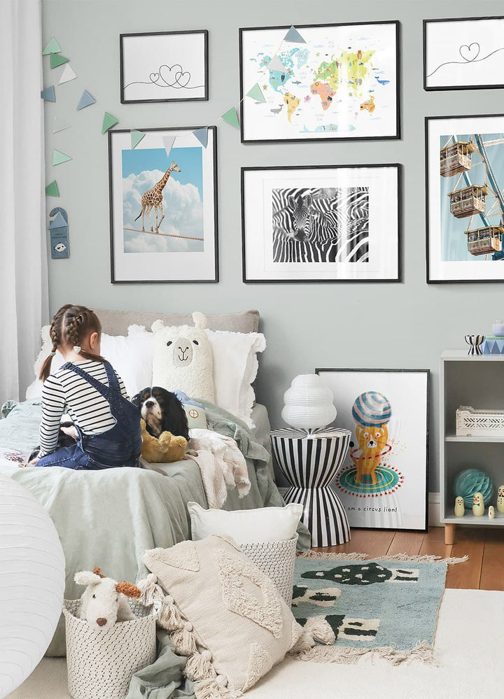 World Map With Wild Animals Poster