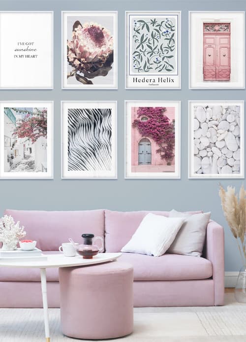 A Wall Of Pink Flowers Poster