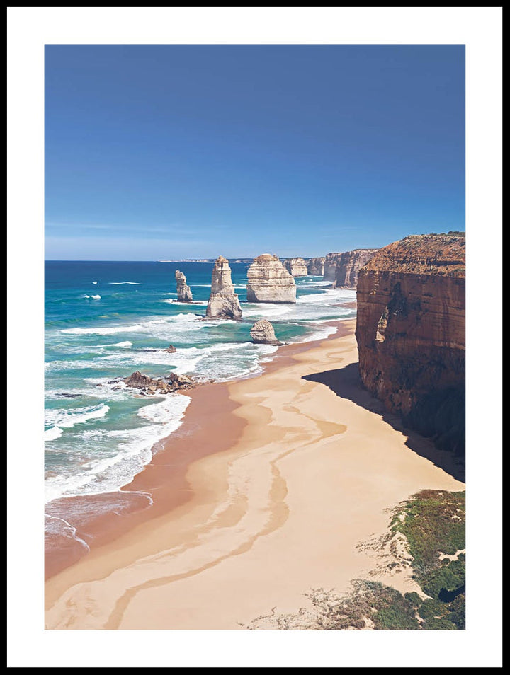 Rock Formations On Beach Poster