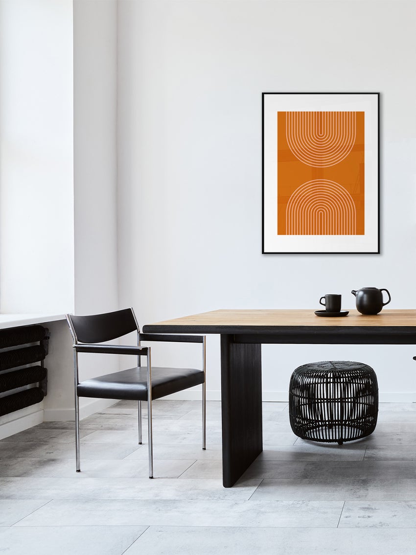 Orangea Runda Linjer Poster