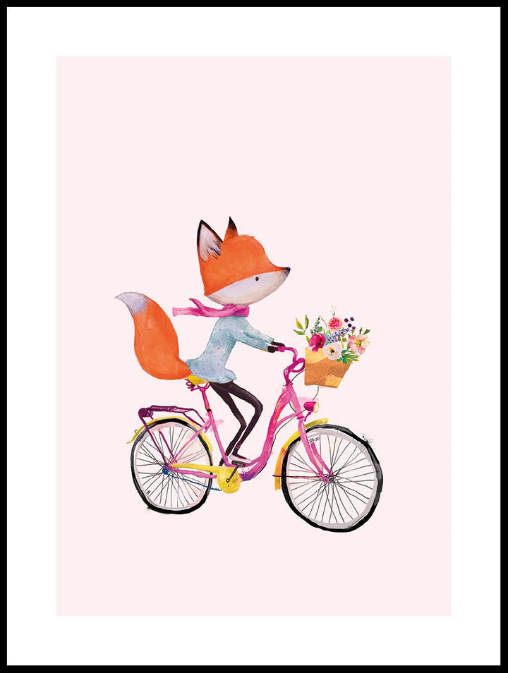 Fox On Bike Poster