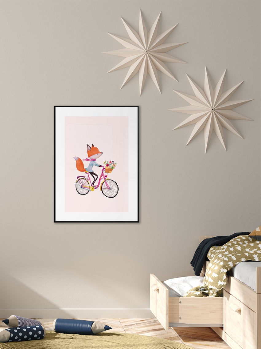 Fox On Bike Poster