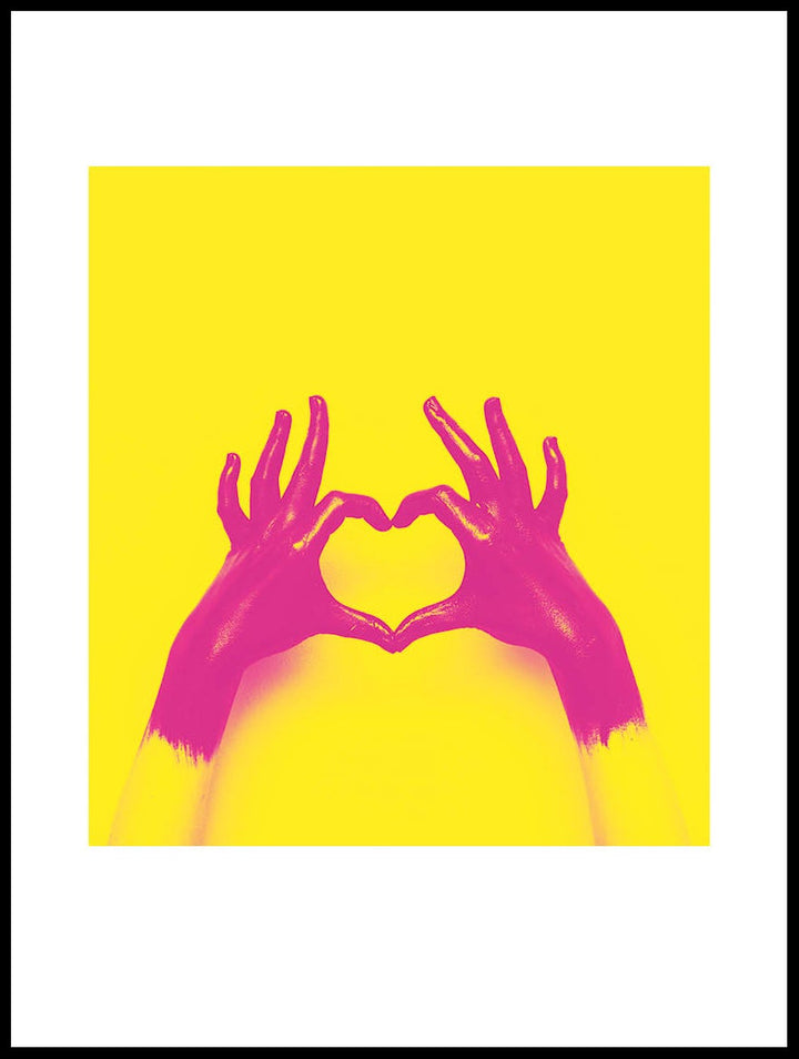 Pink Hands Yellow Background Poster