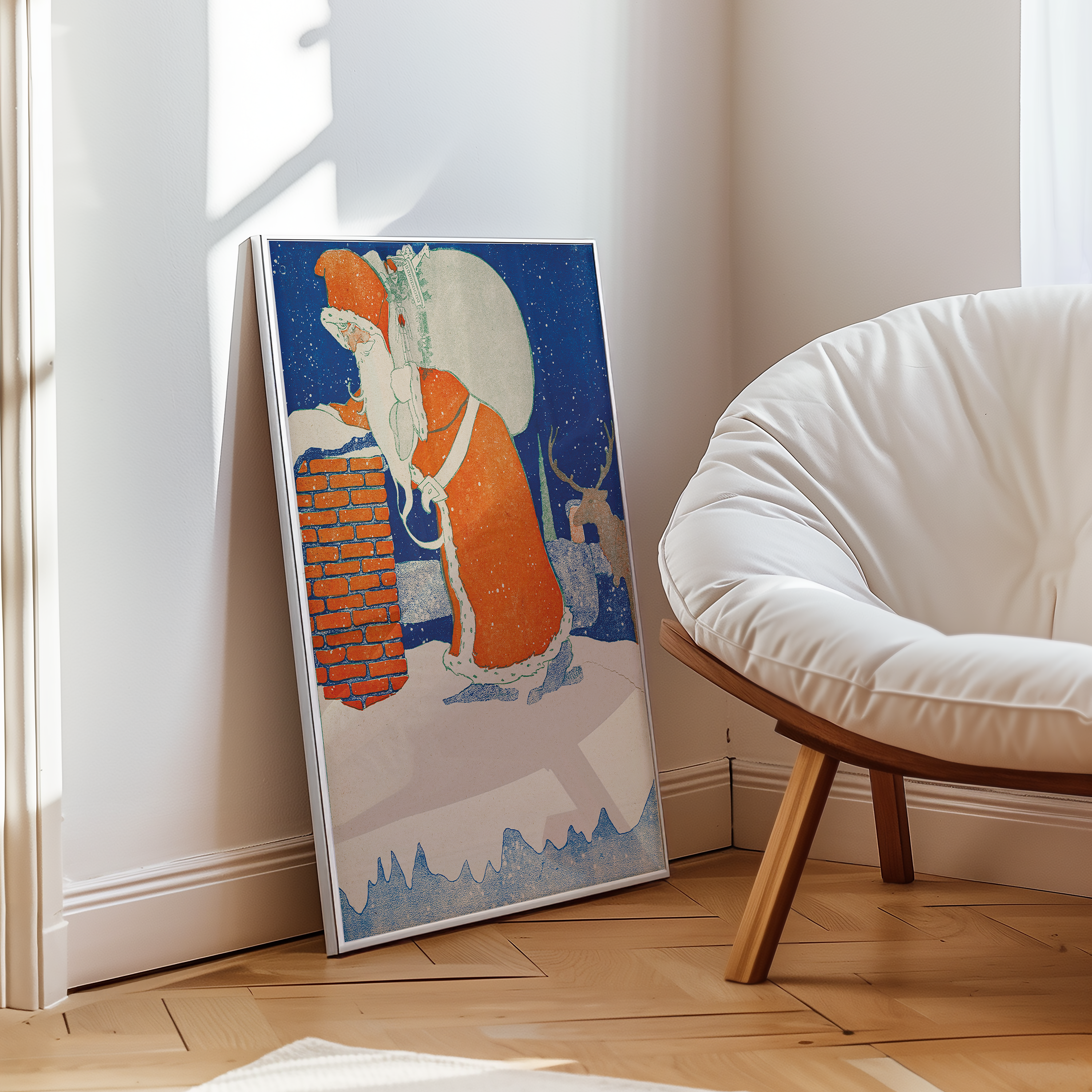 Vintage Santa Claus at Chimney