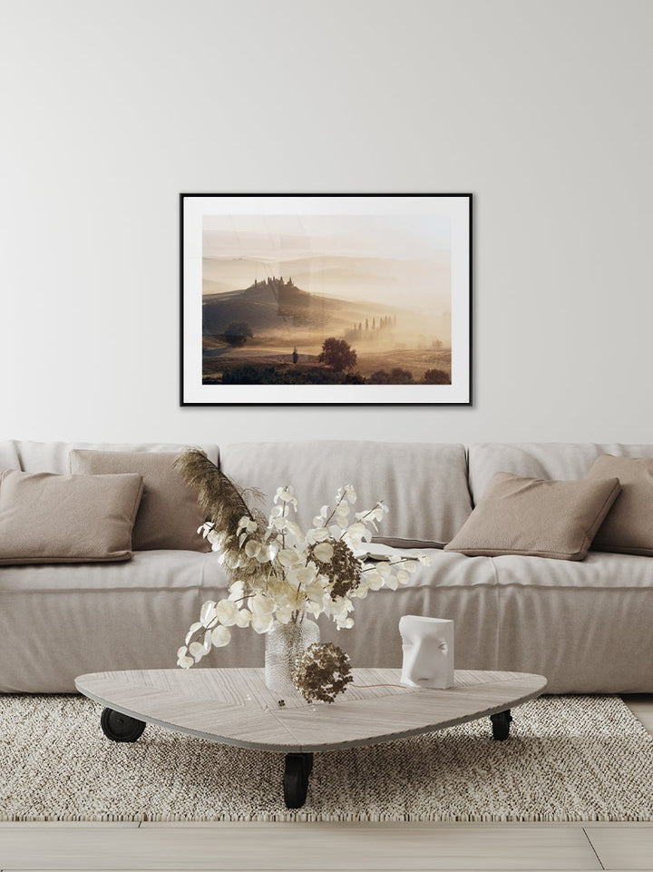 Tuscan Landscape In Fog Poster