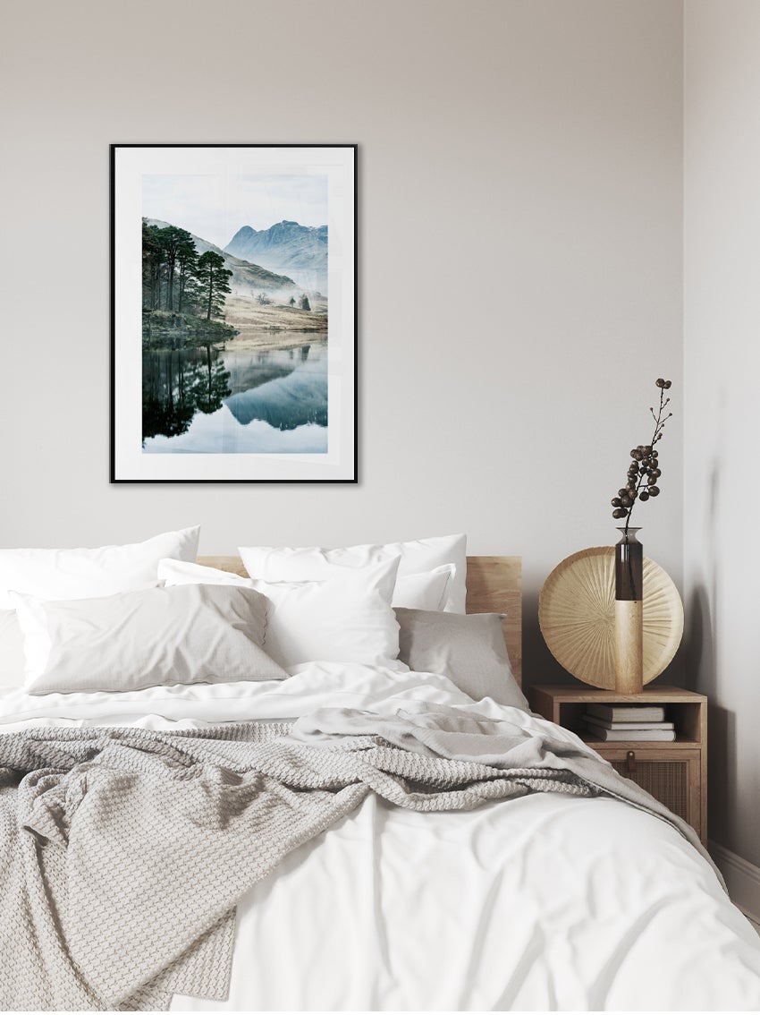 Trees Reflected In Calm Water Poster