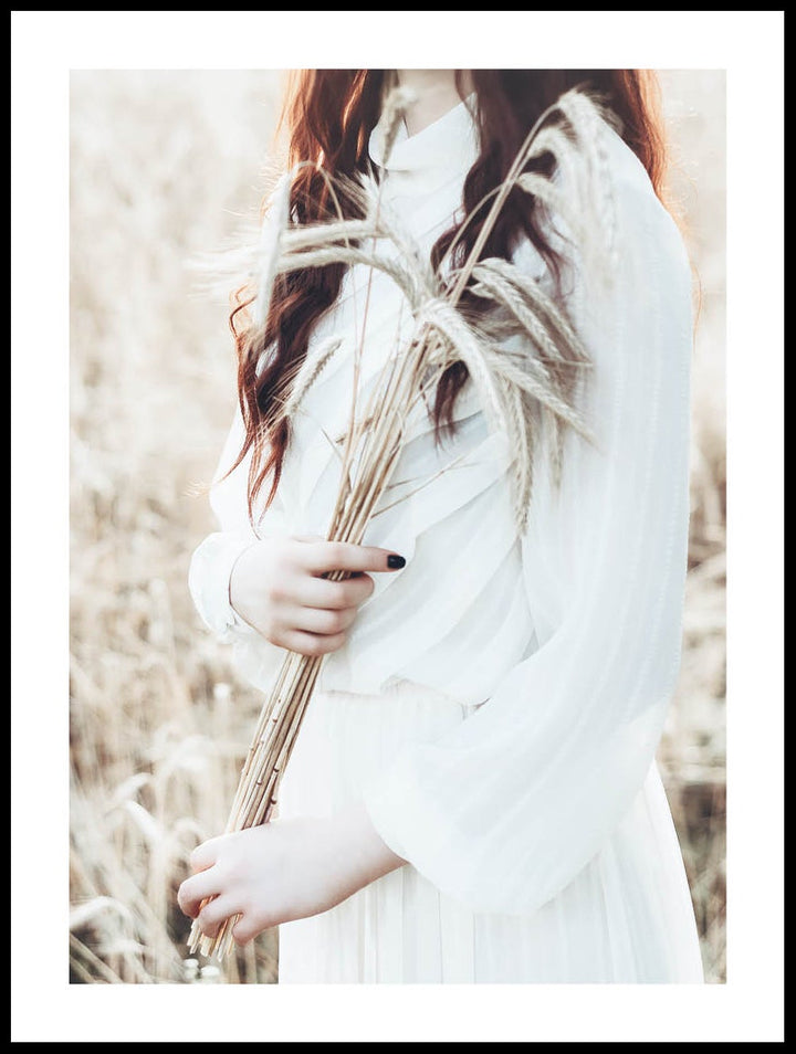 White Dress On Wheat Field Poster