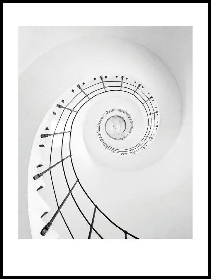 White Spiral Staircase Poster